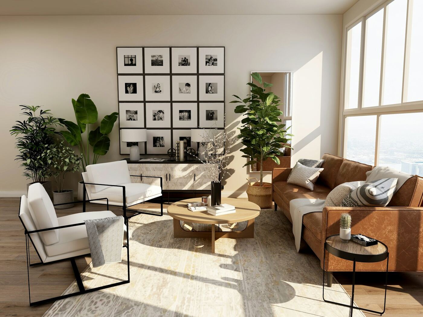 Illustrative stock photo of a bright residential courtyard patio
